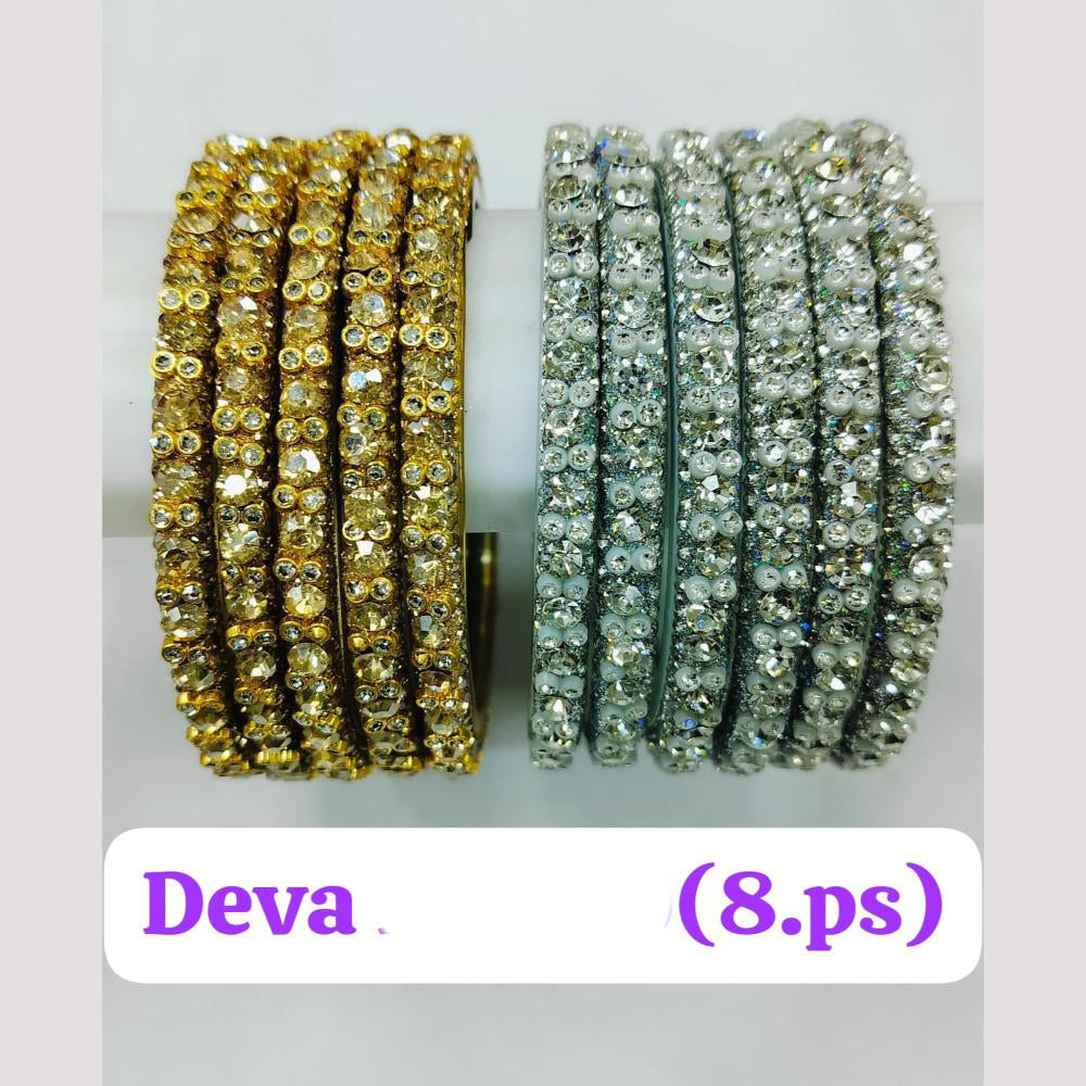 Chitra Bangles Glass Austrian Stone Bangle Set (8 Piece In One Box)
