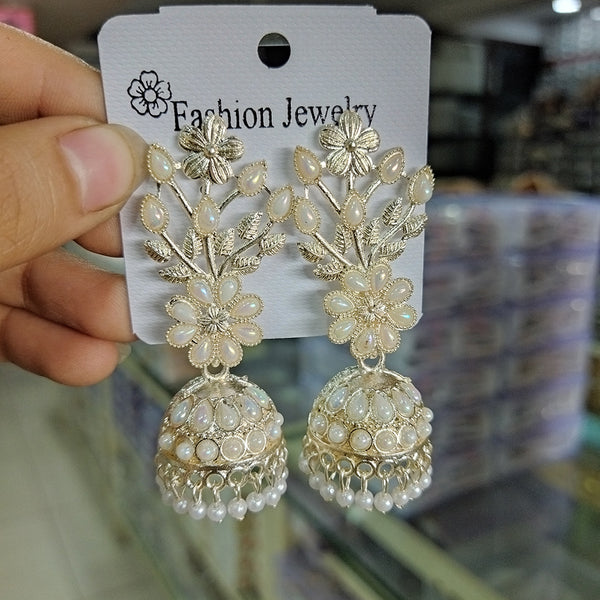 Mahavir Silver Plated Jhumki Earrings