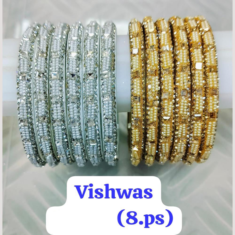 Chitra Bangles Glass Pearl Bangle (8 Piece In One Box)