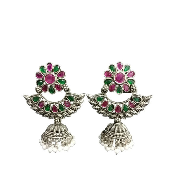 Wearhouse Fashion Oxidised Plated Pearls Jhumki Earrings