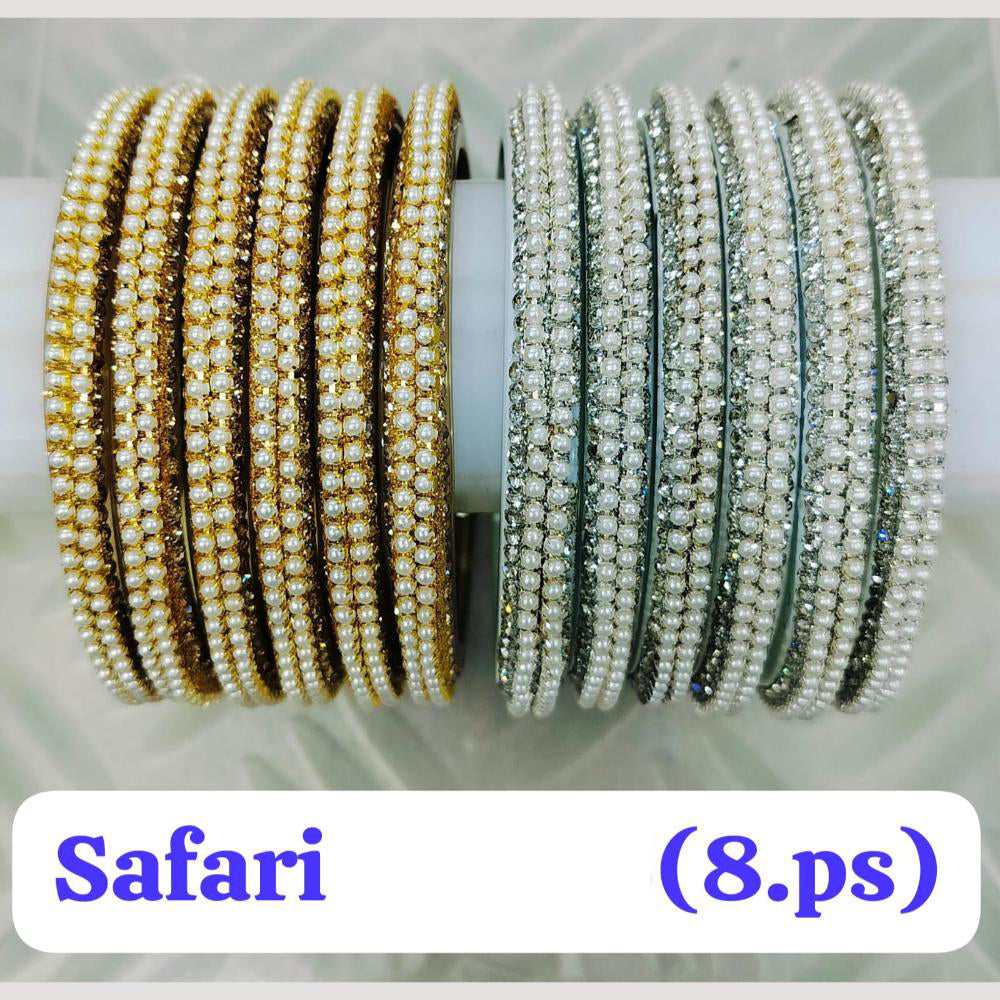 Chitra Bangles Glass Pearl Bangle Set (8 Piece In One Box)