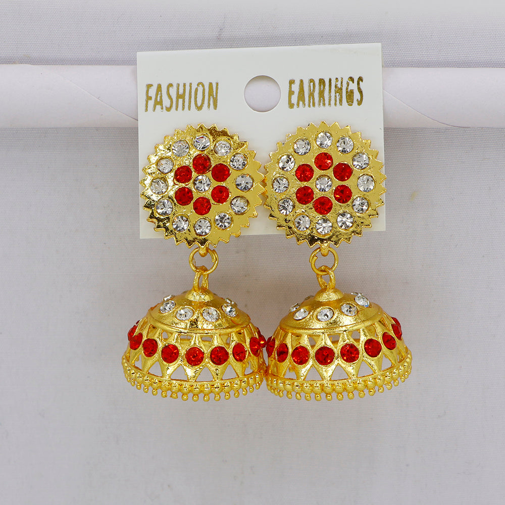 Mahavir Elegant Gold Plated Austrian Stones & Pearl Jhumki Earrings