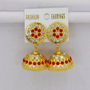 Mahavir Elegant Gold Plated Austrian Stones & Pearl Jhumki Earrings