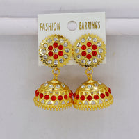 Mahavir Elegant Gold Plated Austrian Stones & Pearl Jhumki Earrings
