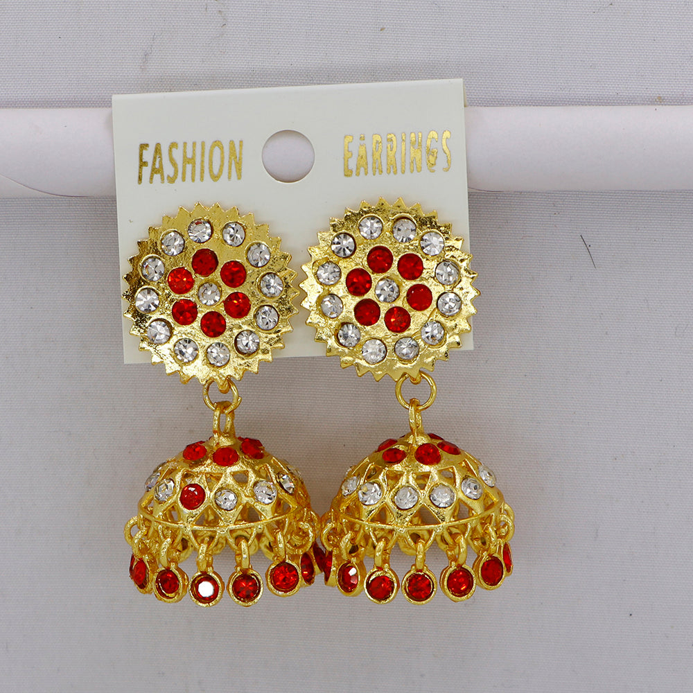 Mahavir Elegant Gold Plated Austrian Stones & Pearl Jhumki Earrings
