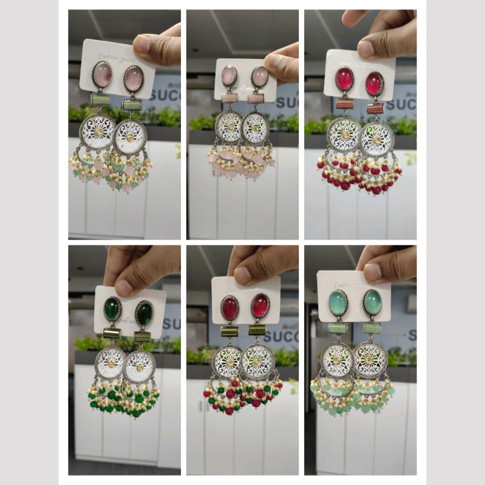 Wearhouse Fashion 2 Tone Plated Designer Pota And Pearl Dangler Earrings