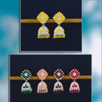 Mahavir Premium Pota Stone And Pearl Jhumki Earrings