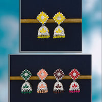 Mahavir Traditional Pota Stone And Pearl Jhumki Earrings