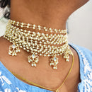 Gehana Mahal Gold Plated Pearl Choker Necklace Set