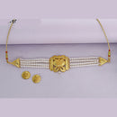 Mahavir Traditional Gold Forming Look Pearl Choker Necklace Set