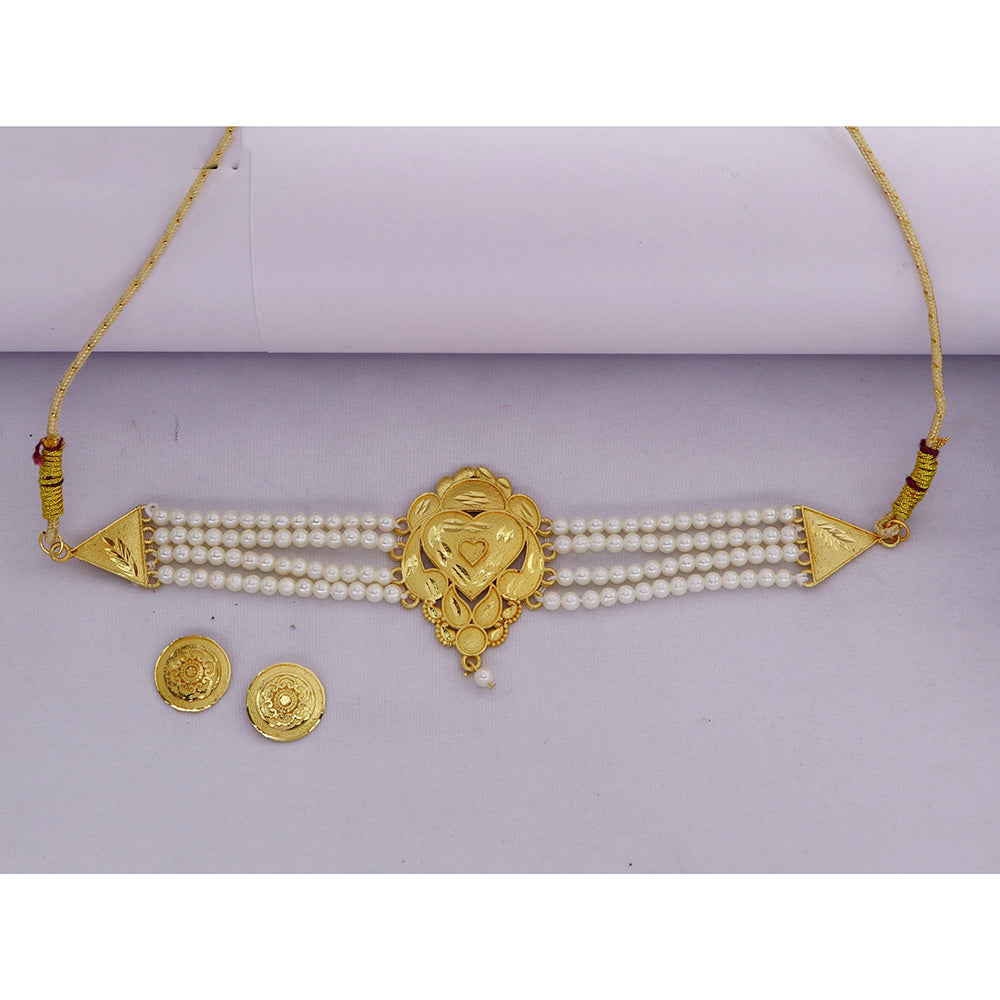 Mahavir Gold Plated Pearl Choker Necklace Set (Pack of 12)