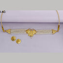 Mahavir Traditional Gold Forming Look Pearl Choker Necklace Set