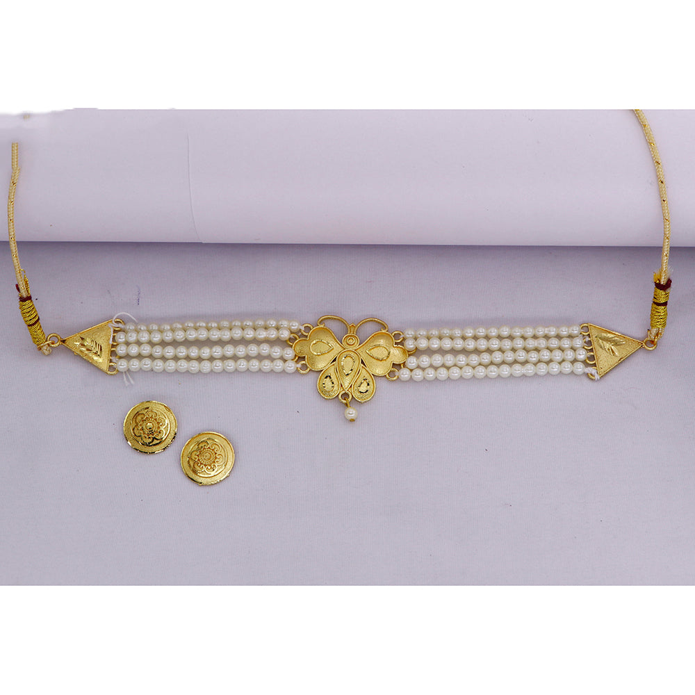 Mahavir Gold Plated Pearl Choker Necklace Set (Pack of 12)