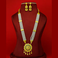 Mahavir Dye Gold Plated Pearl Long Necklace Set