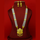 Mahavir Dye Gold Plated Pearl Long Necklace Set