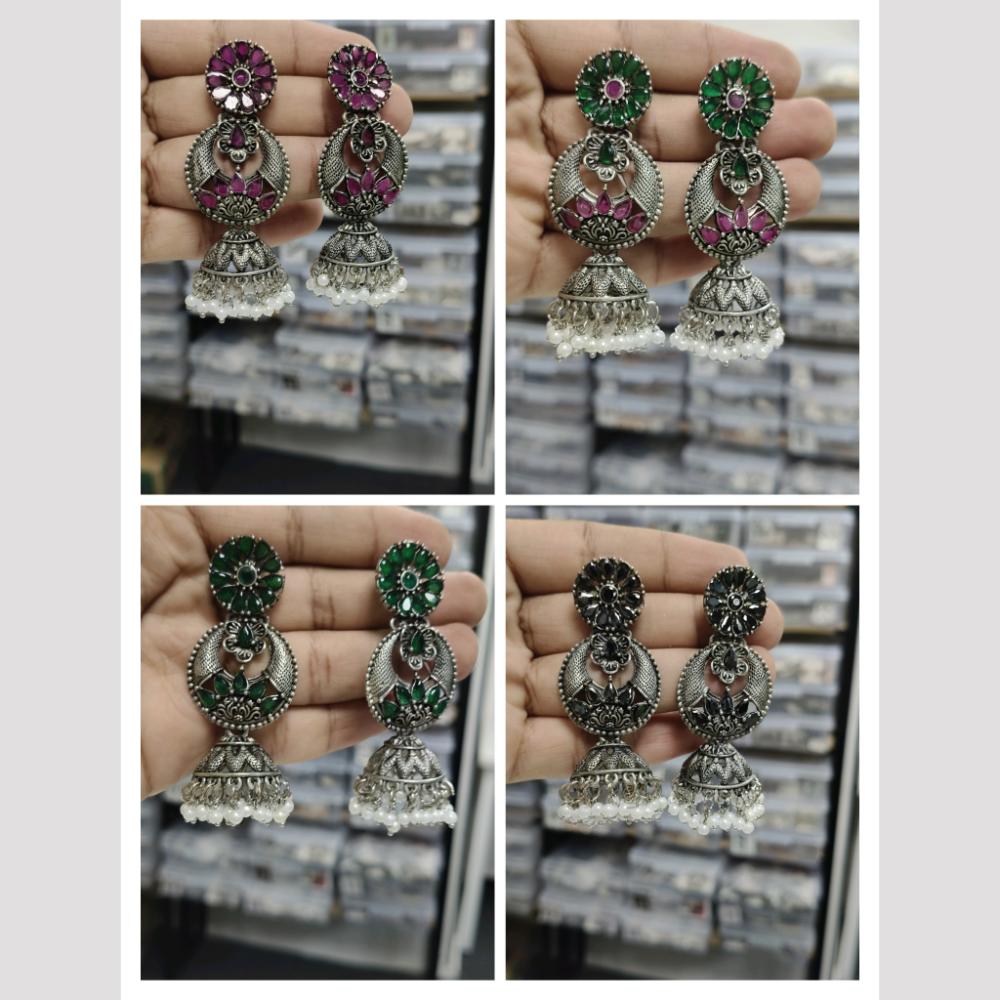 Wearhouse Fashion Oxidised Plated Jhumki Royal Pota And Pearl Fusion For A Timeless Look