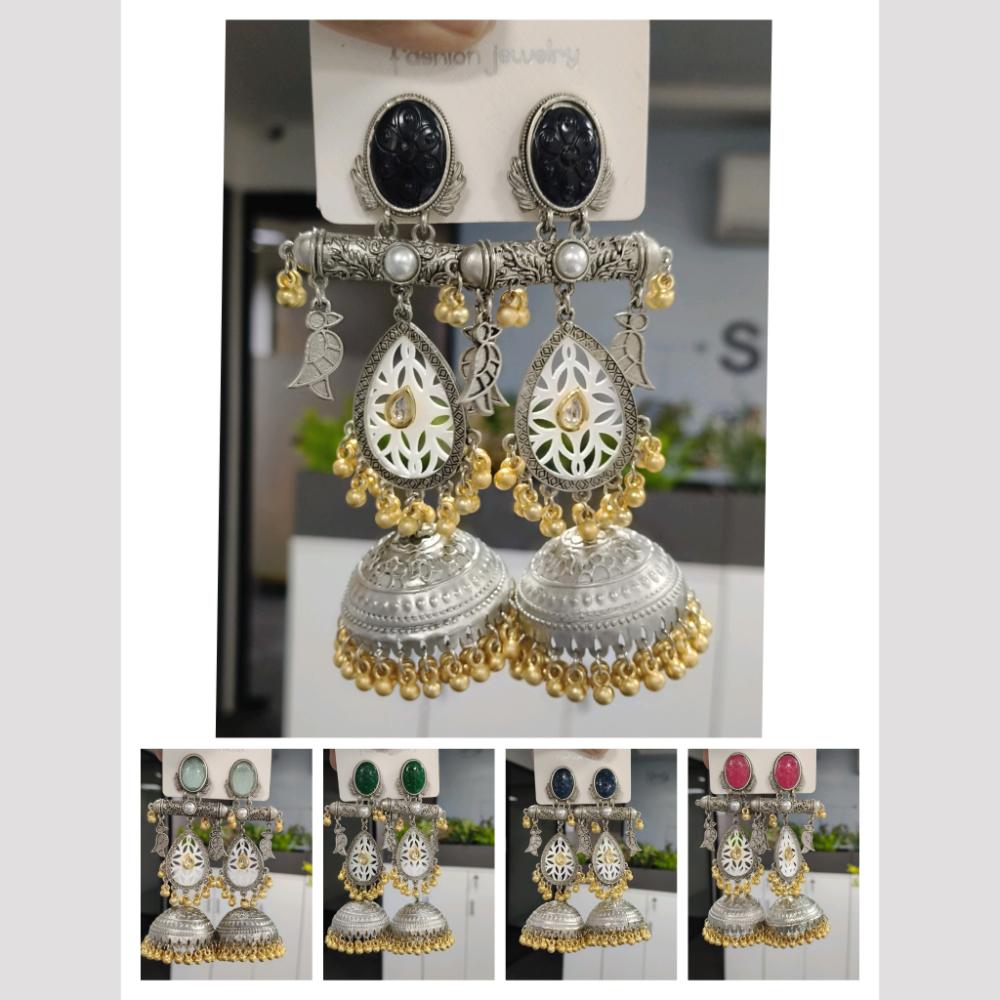 Wearhouse Fashion 2 Tone Plated Pota And Pearl Ghungroos Jhumki Earrings
