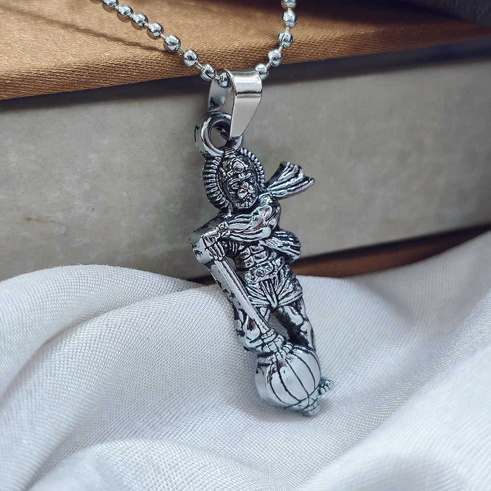 Urthn Silver Chain  Hanuman  Pendant for Men