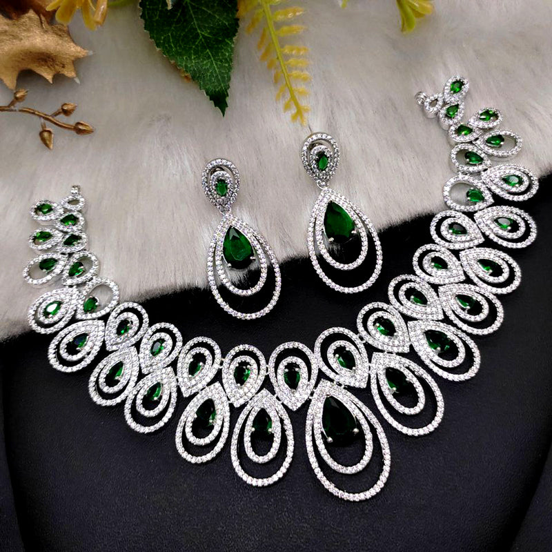 Aamrapali Silver Plated AD Necklace Set