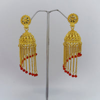 Mahavir DYE Gold Plated Premium Pearl Jhumki Earrings