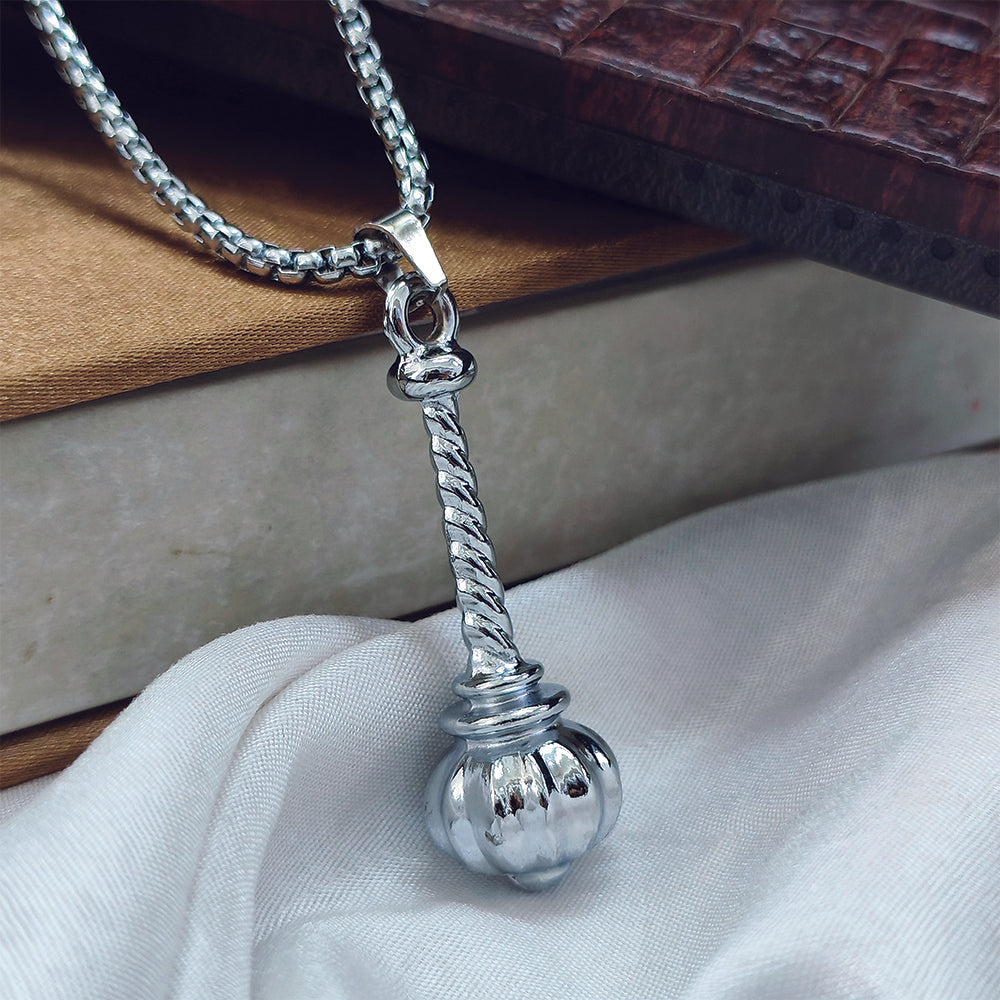 Urthn Silver Plated Lord Hanuman Heavy Gada Chain Pendant for Men (Pack Of 6)