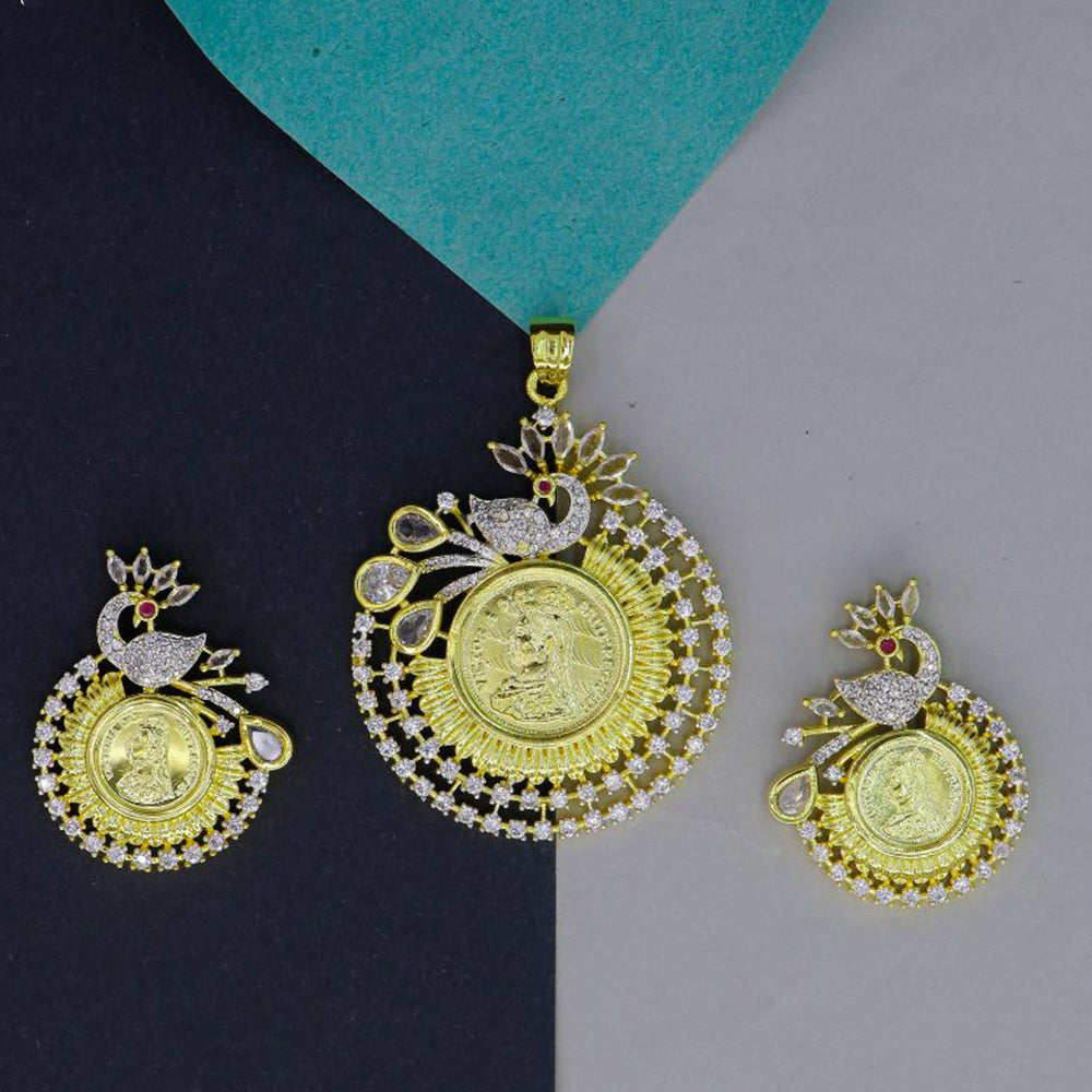 Mahavir Dye Gold Plated Designer Pendant Set (Pack of 12)