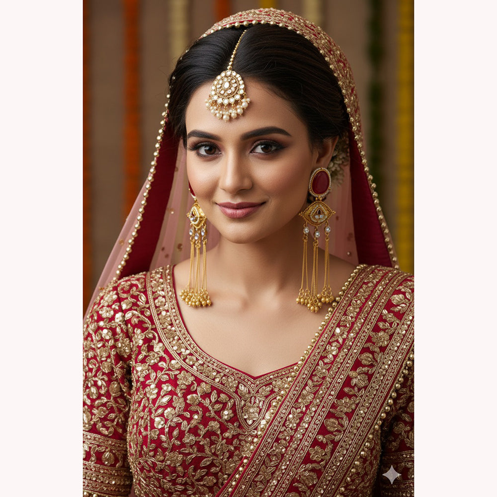 Wearhouse Fashion Designer Kundan Pearl Long Dangler Earrings