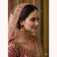 Wearhouse Fashion Designer Kundan Pearl Long Dangler Earrings