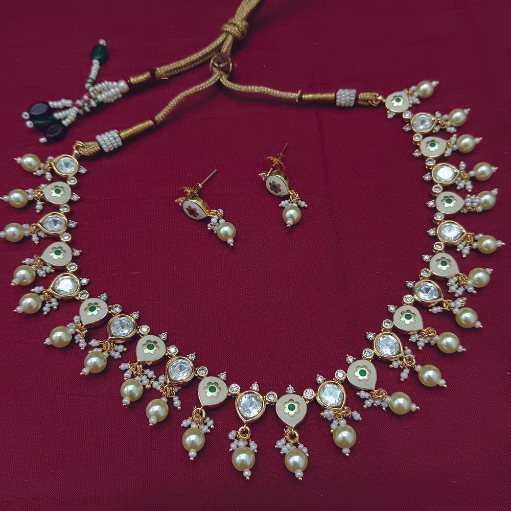 Arham Designer Polki Kundan Necklace Set with Premium Glamorous Finish