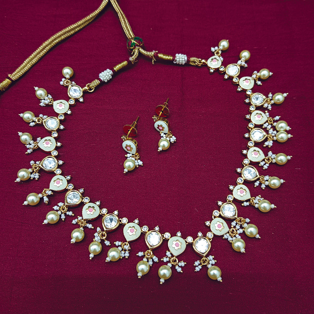 Arham Designer Polki Kundan Necklace Set with Premium Glamorous Finish