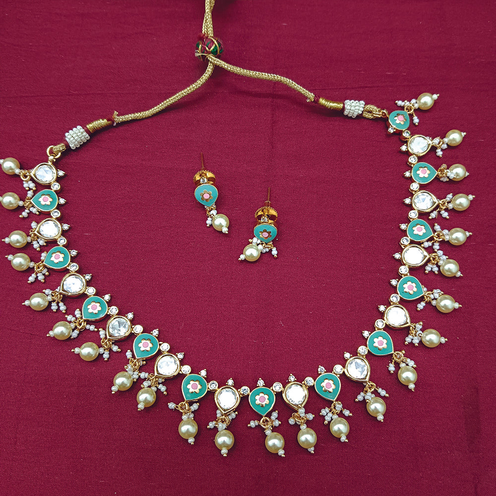 Arham Designer Polki Kundan Necklace Set with Premium Glamorous Finish