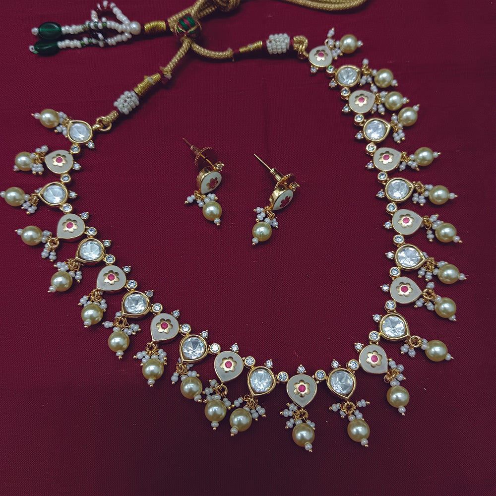 Arham Designer Polki Kundan Necklace Set with Premium Glamorous Finish
