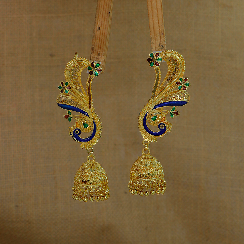 Mahavir DYE Gold Plated Premium Earcuff Meenakari Jhumki Earrings (Pack of 6)