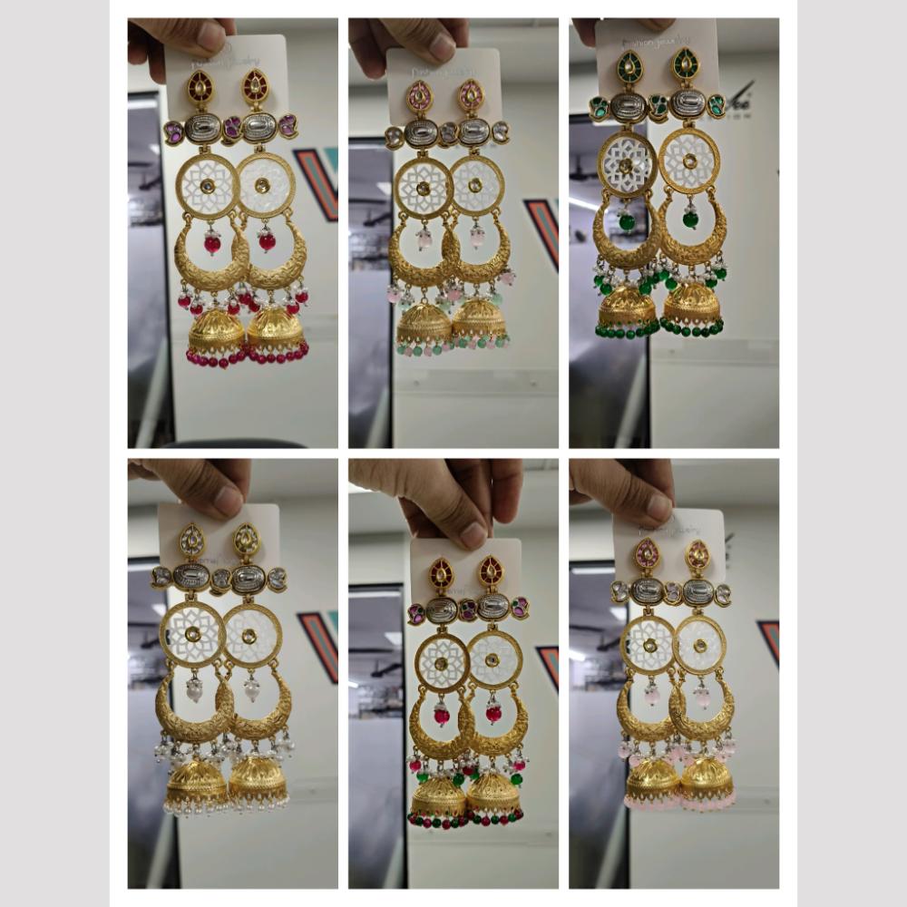 Wearhouse Fashion Antique Inspired 2 Tone Pearl Jhumki Earrings Timeless Ethnic Charm For Every Celebration