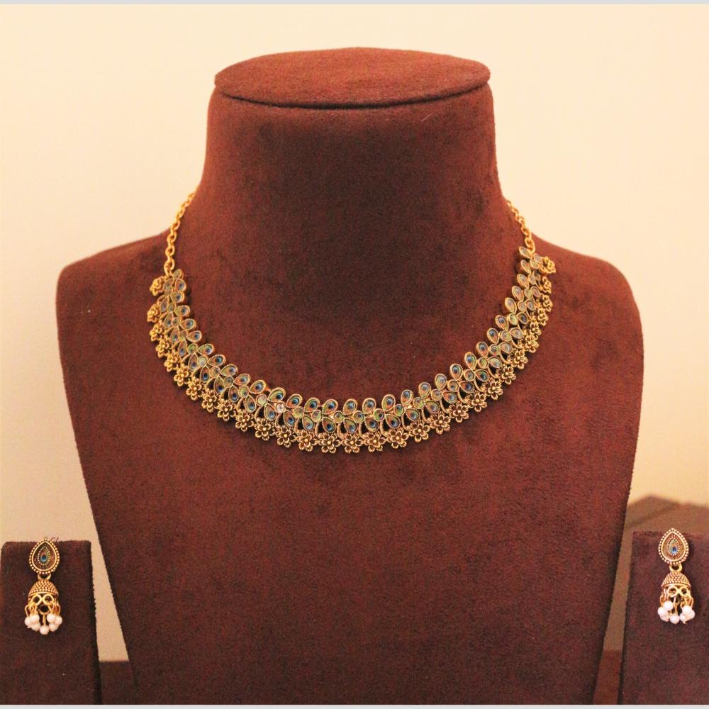 H K Fashion Gold Plated Peacock Design Necklace Set