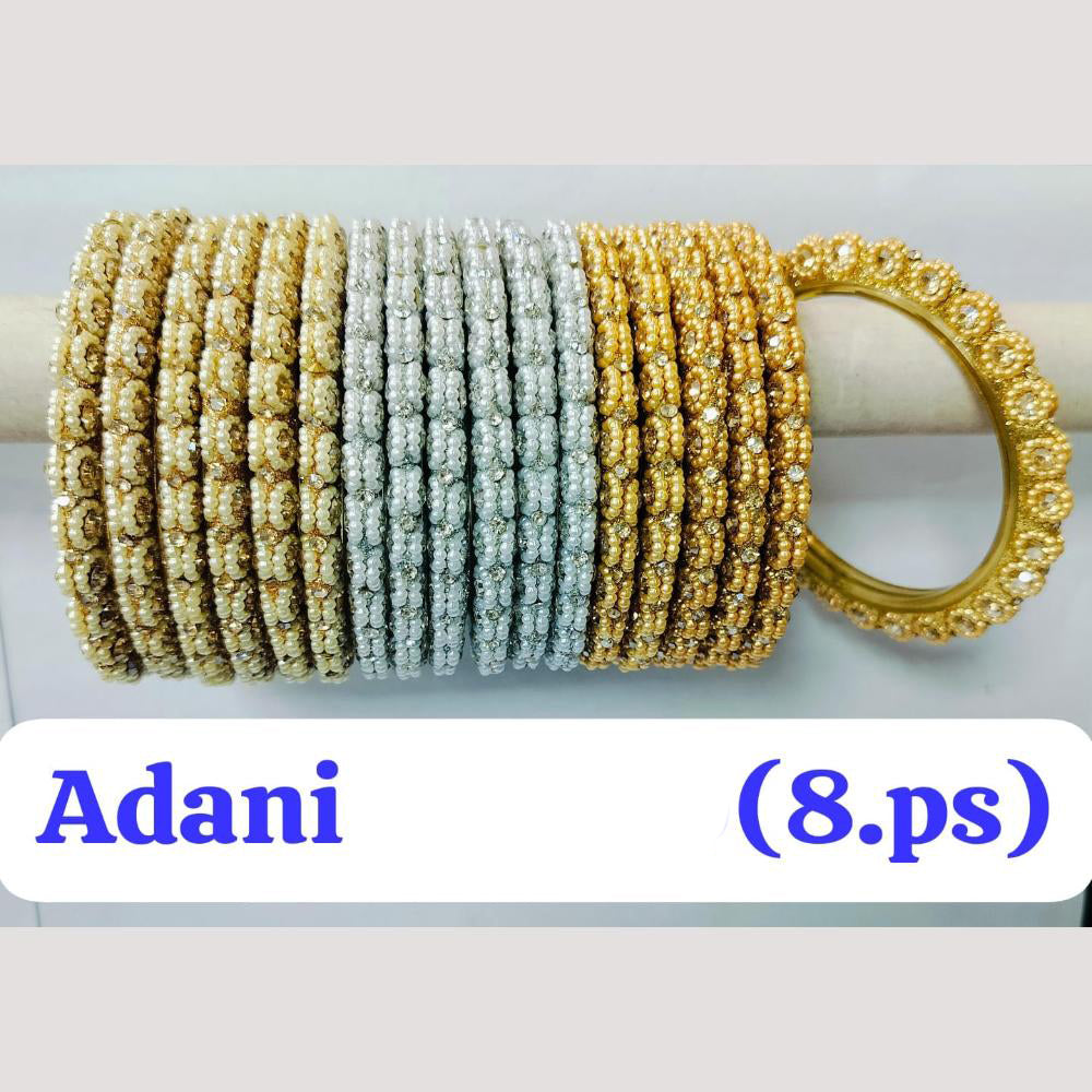 Chitra Bangles Glass Pearl Bangle Set (8 Piece In One Box)