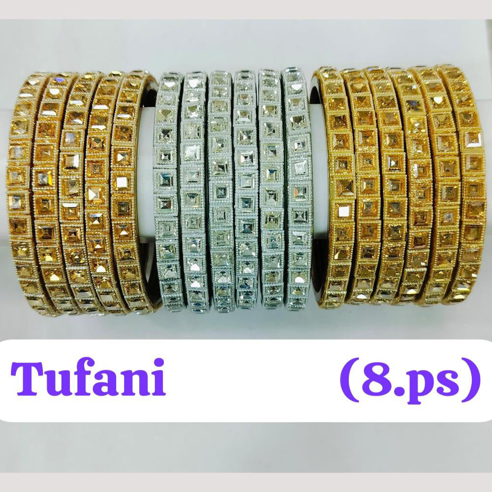 Chitra Bangles Glass Crystal Stone Bangle Set (8 Piece In One Box)