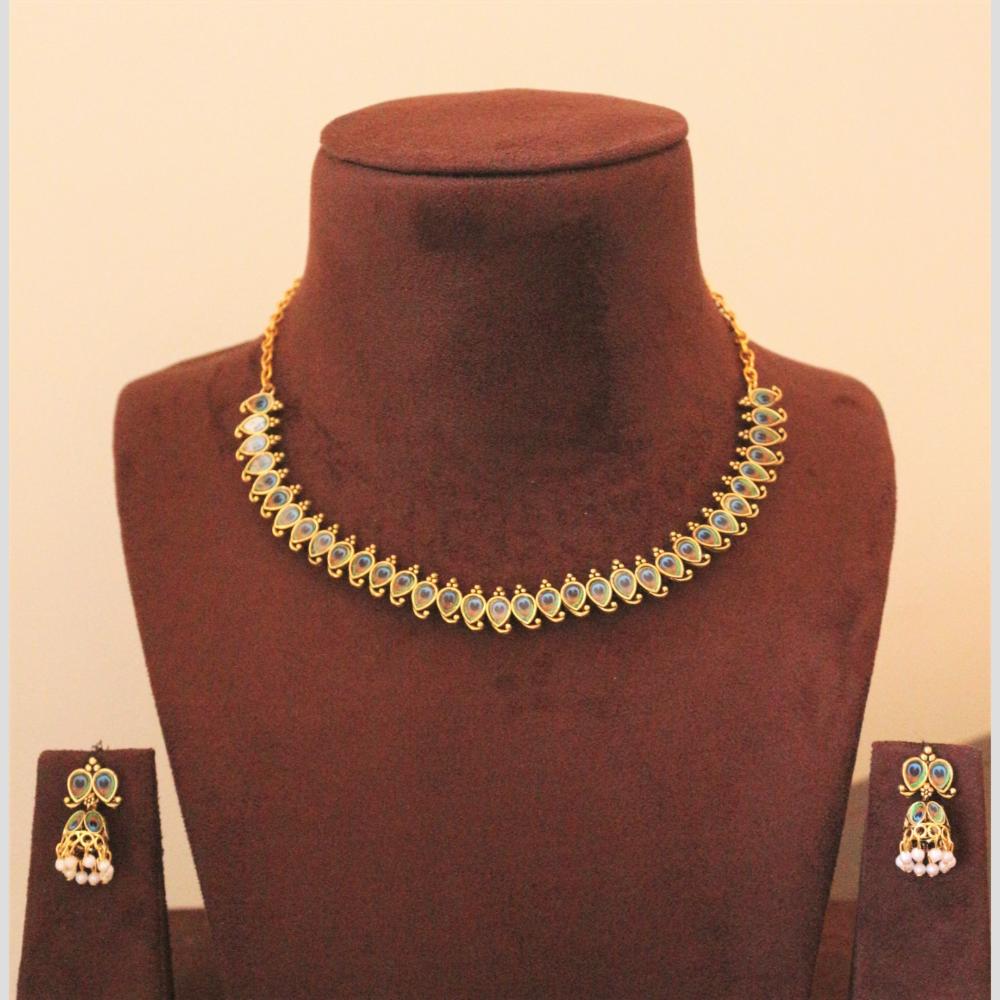 H K Fashion Gold Plated Peacock Design Necklace Set