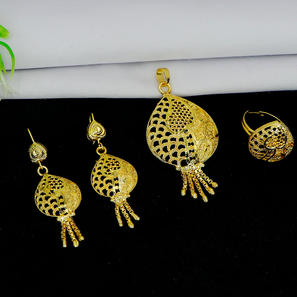 Mahavir Gold Plated Pendant Set