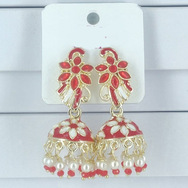 Corbeda Fashion Gold Plated Meenakari Jhumki Earrings