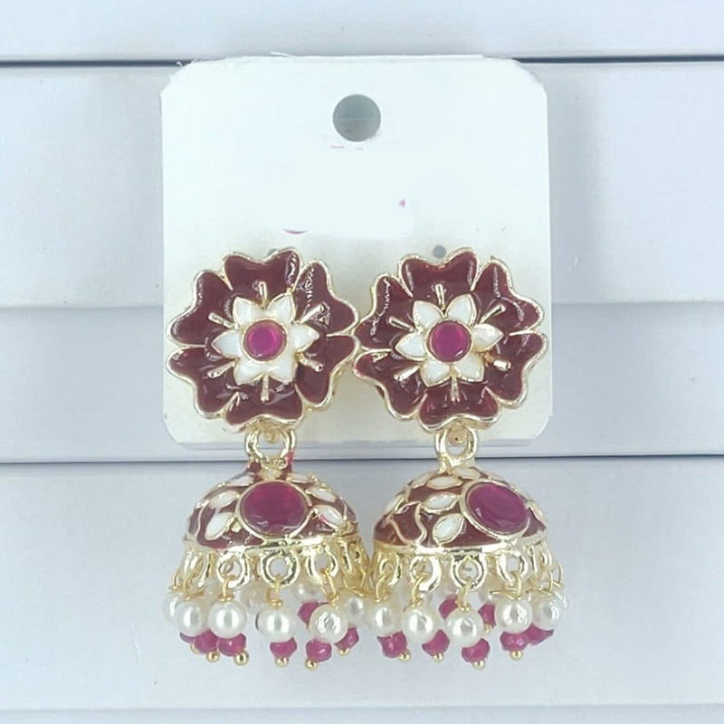 Corbeda Fashion Gold Plated Meenakari Jhumki Earrings