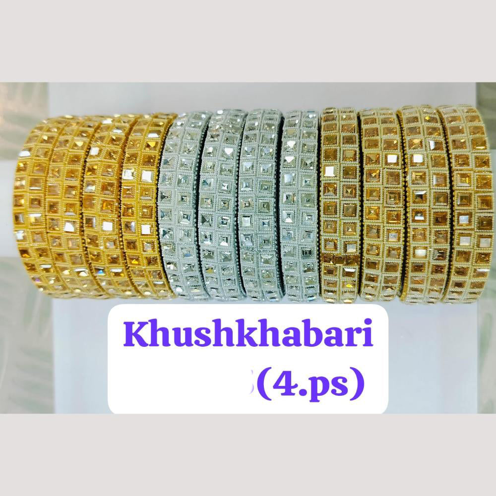 Chitra Bangles Glass Crystal Stone Bangle Set (8 Piece In One Box)