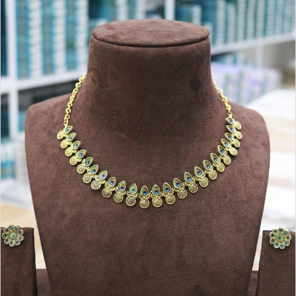 H K Fashion Gold Plated Peacock Design Necklace Set