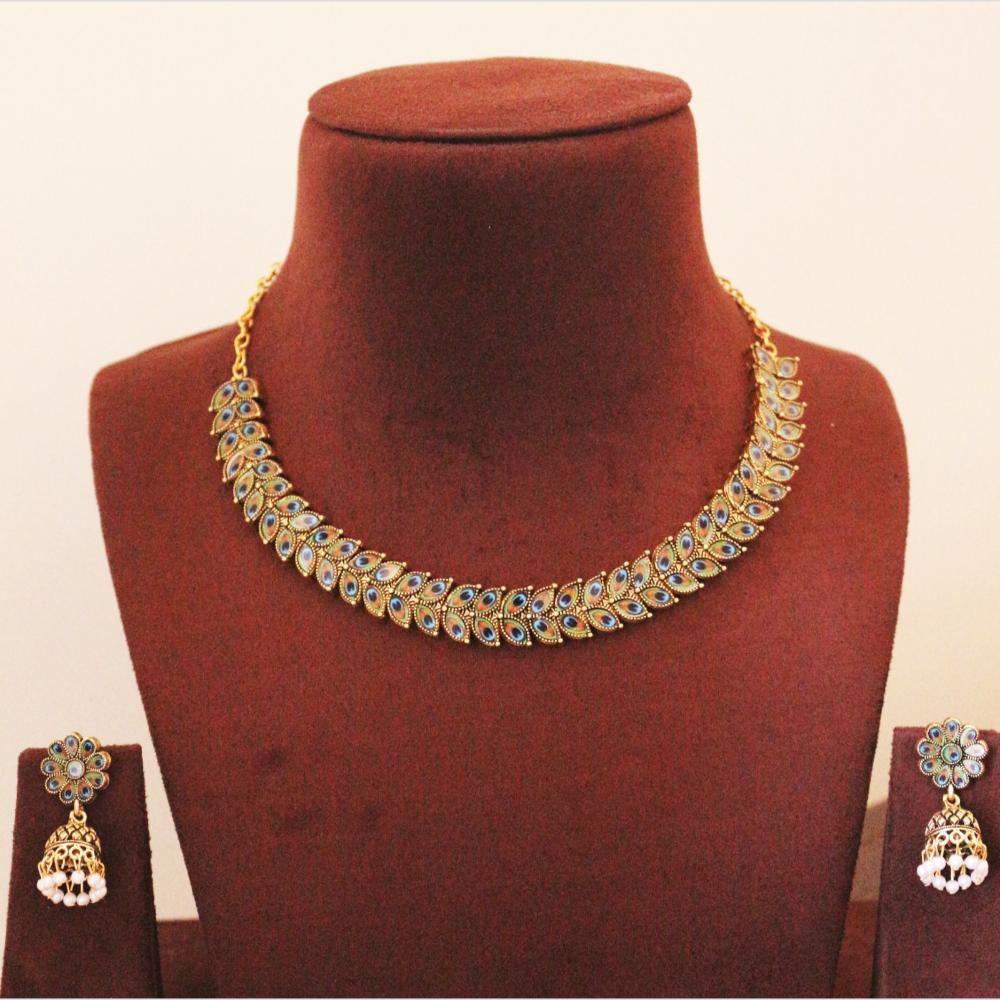 H K Fashion Gold Plated Peacock Design Necklace Set