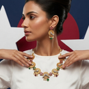 Wearhouse Fashion Premium 2 Tone Plated Pota Stone Necklace Set
