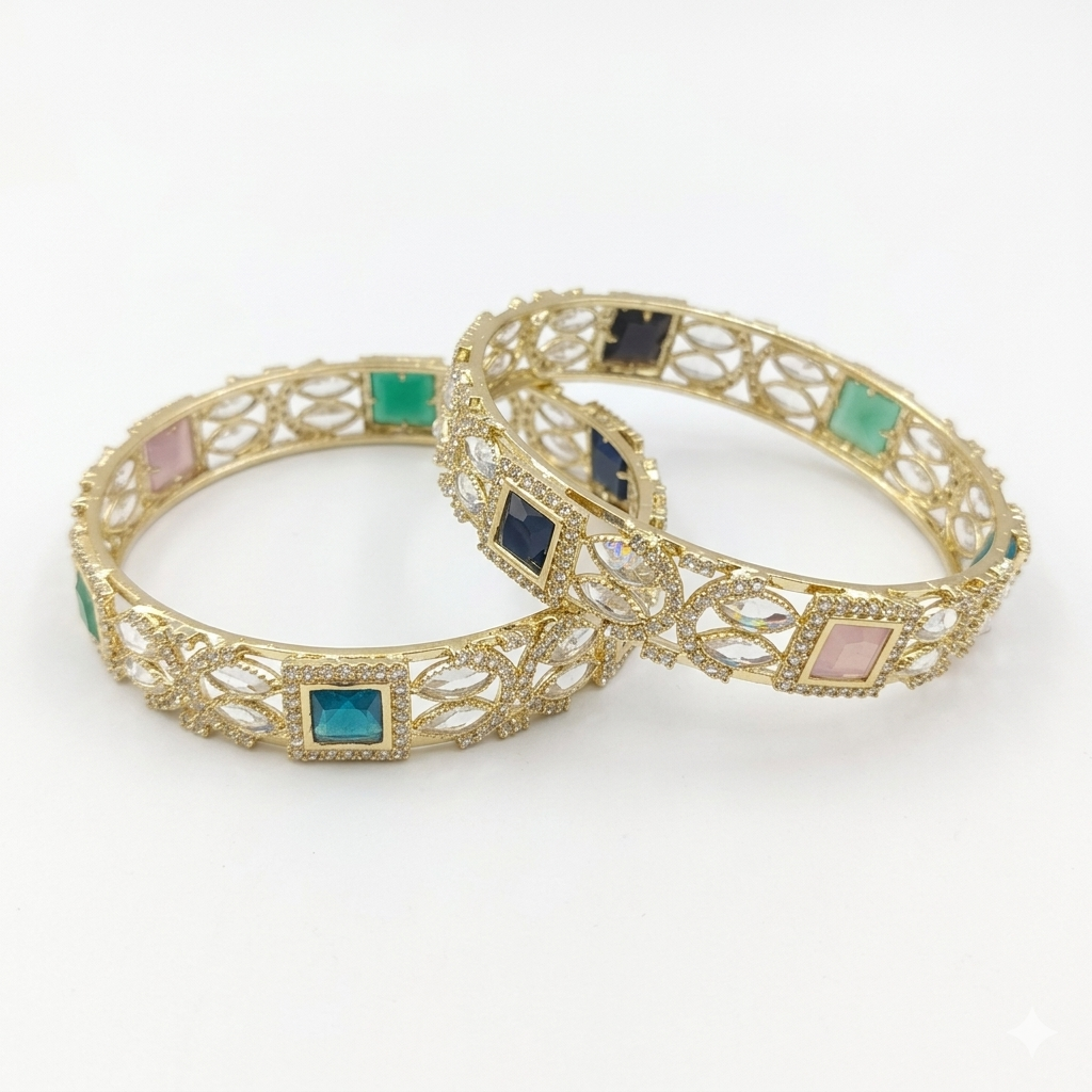 Metro Bangles Exquisite American Diamond Luxury Bangles Set