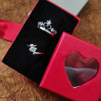 Urthn  Rhodium Plated Solitaire Couple Ring Set ( Assorted ) - 1506921 (Pack Of 6)