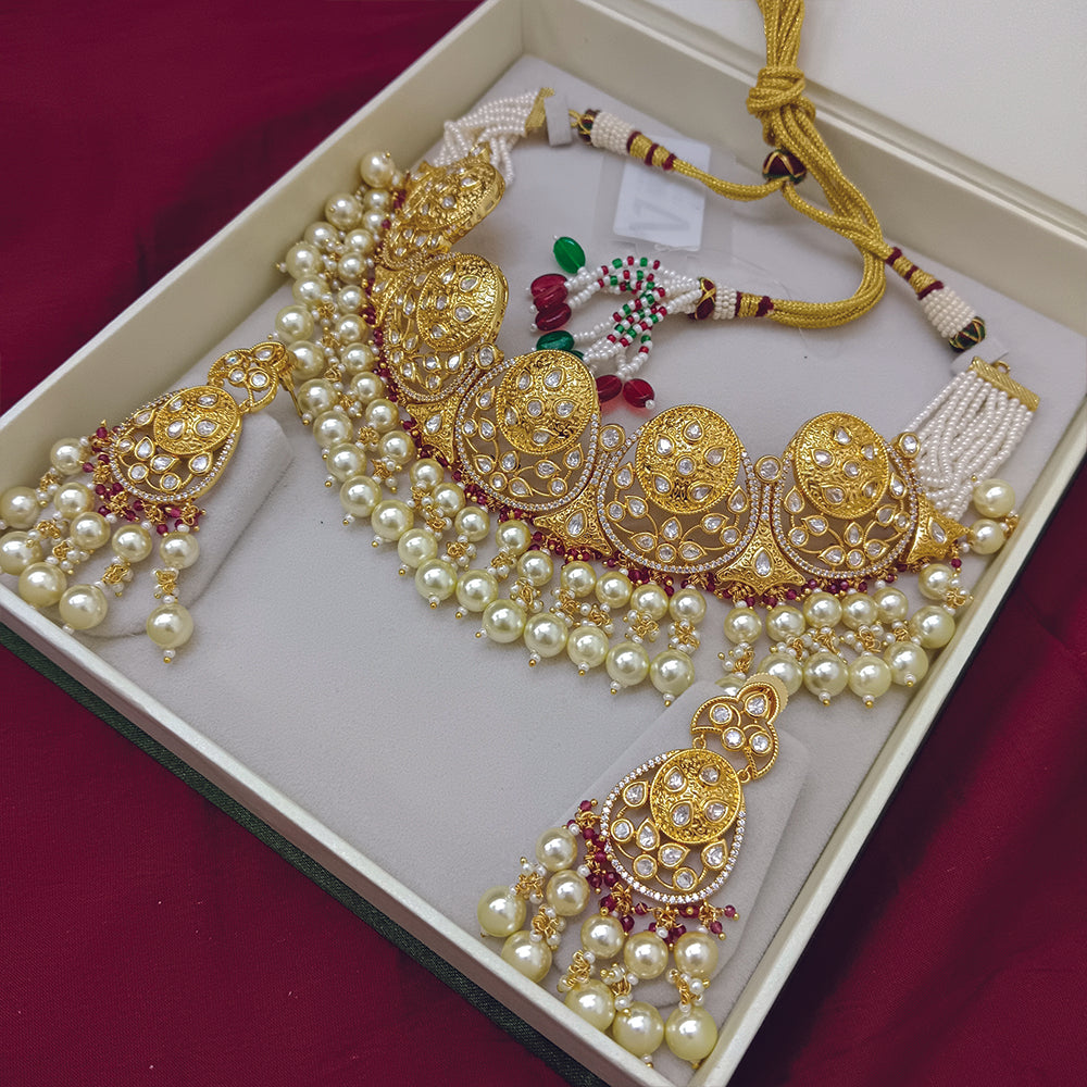 Arham Designer Polki Kundan Necklace Set with Premium Glamorous Finish