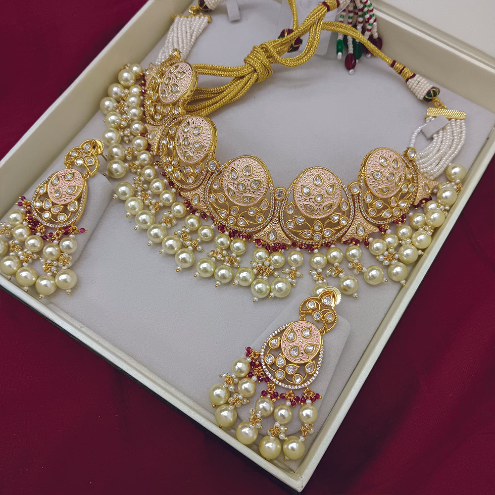 Arham Designer Polki Kundan Necklace Set with Premium Glamorous Finish
