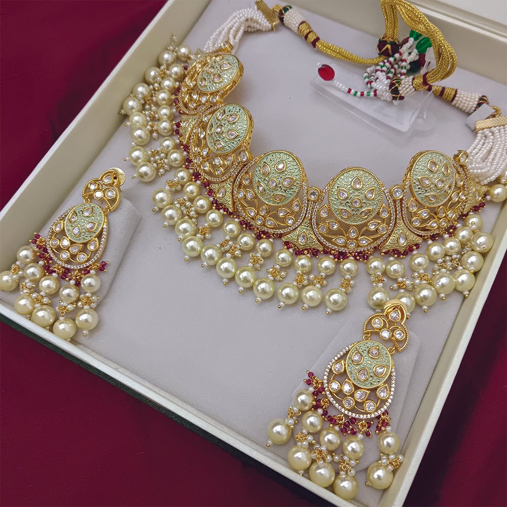 Arham Designer Polki Kundan Necklace Set with Premium Glamorous Finish